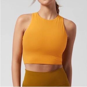 Athleta Medium Conscious Crop D&DD+ Abyssinian Yellow Powervita Yoga Bra Pads